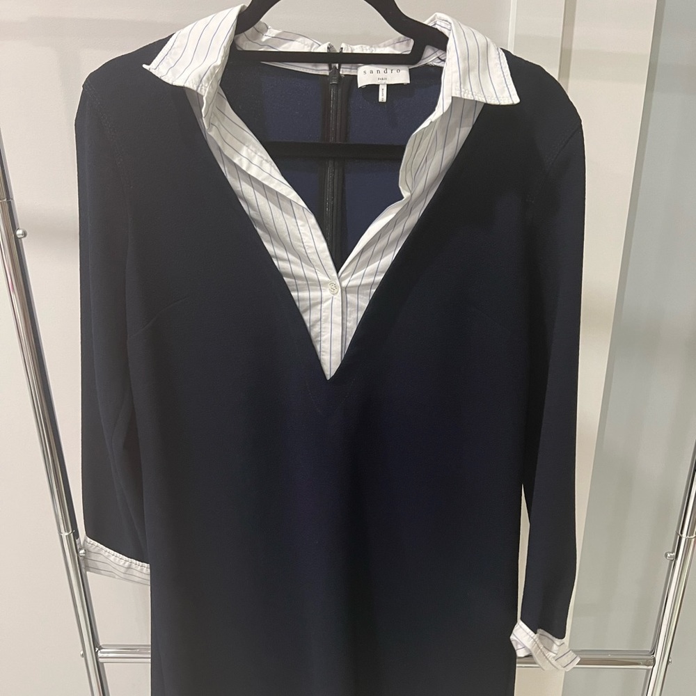 Sandro blue long sleeve dress